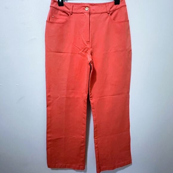 Vintage St. John Sport Marie Gray Coral Casual Pants sz US 8 High rise Wide leg - Picture 12 of 13